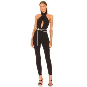 NWT Michael Costello x Revolve Halter Jumpsuit Black Size XL $238